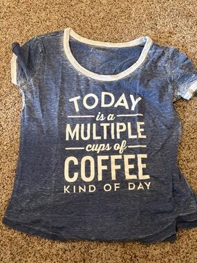 Blue Graphic Tee "Multiple Cups of Coffee"